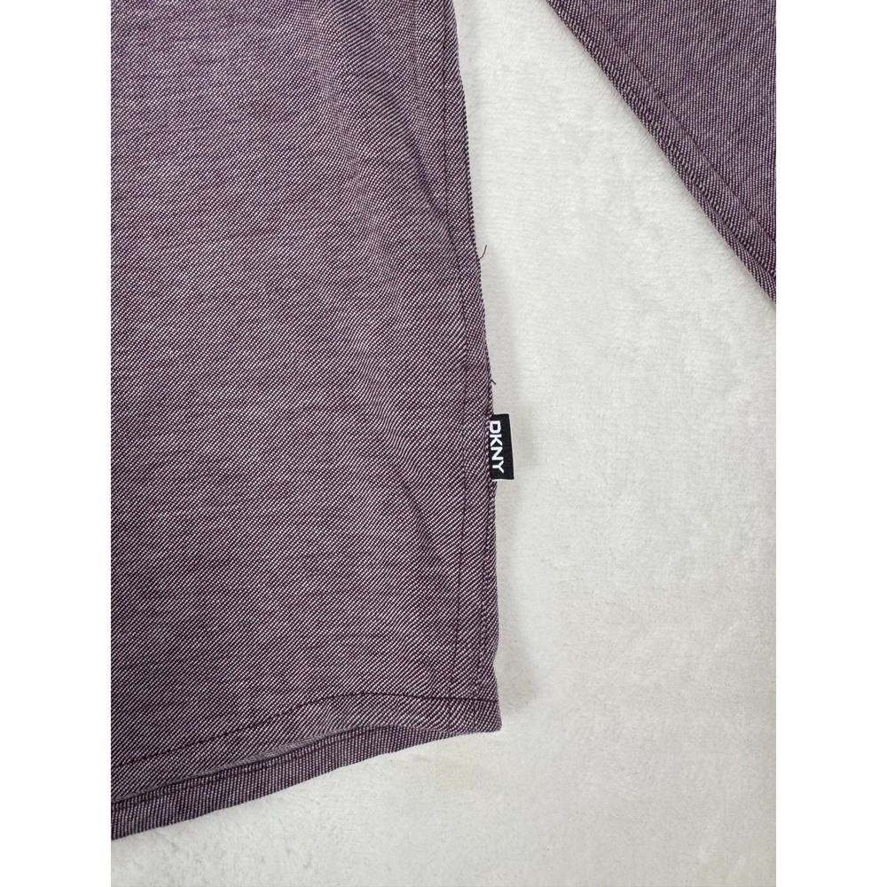 DKNY Men's Purple Long Sleeve Button Up Shirt Cotton Knit Size Large Regular Fit - Picture 7 of 8